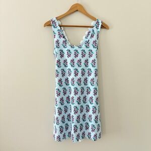 J. Crew Scalloped Active Dress Large Blue Floral Athletic Tennis